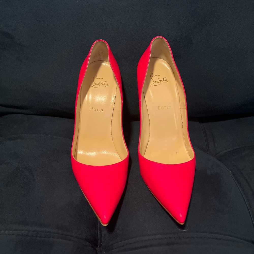 Christian Louboutin So Kate Fuschia/White Jazz Calf Heel